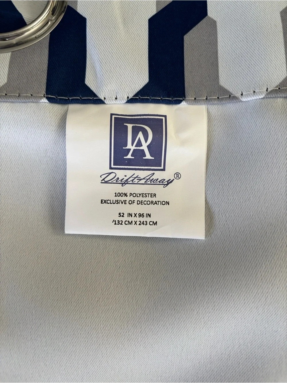 Set of two panels Navy Geometric Grommet Curtain Panel - more available